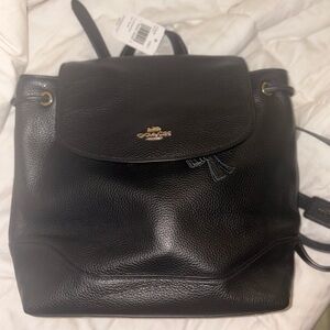 Coach Black Leather Backpack